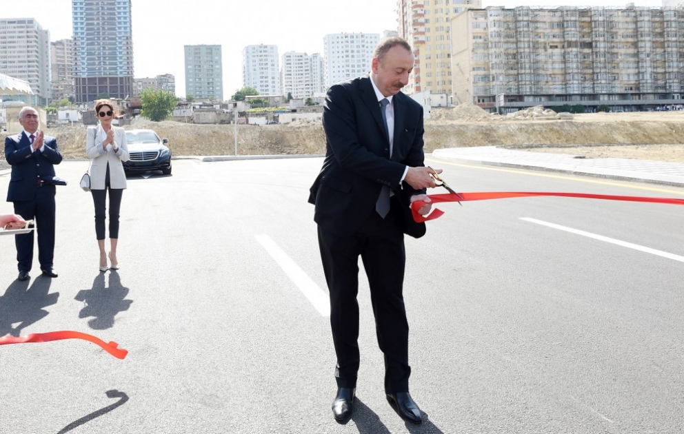 President Ilham Aliyev attended opening of newly-built roads in Yasamal district, Baku VIDEO