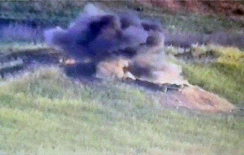 Azerbaijani army destroys Armenian pillbox VIDEO