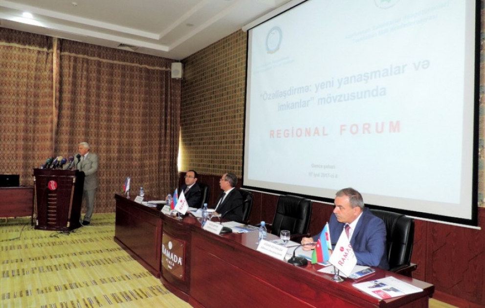 Gəncədə “Özəlləşdirmə: yeni yanaşmalar və imkanlar” mövzusunda regional forum keçirilib VİDEO