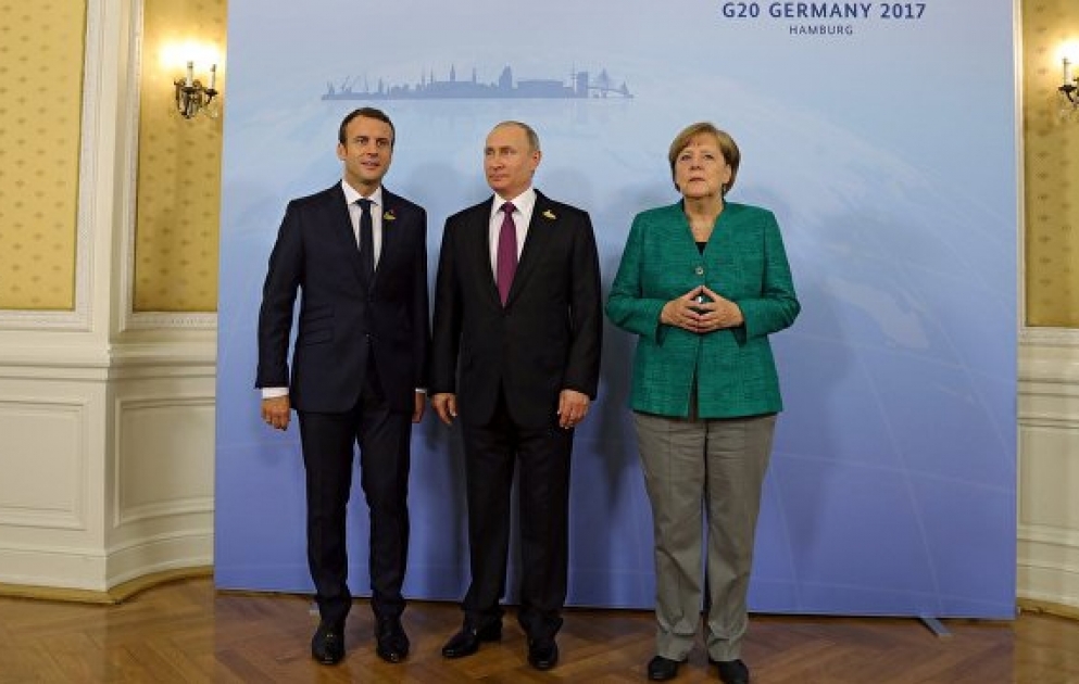 Hamburqda Merkel, Makron və Putinin üçtərəfli görüşü keçirilir VİDEO