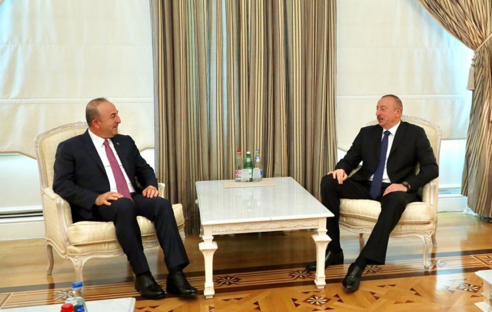 President Ilham Aliyev received Turkish foreign minister VIDEO