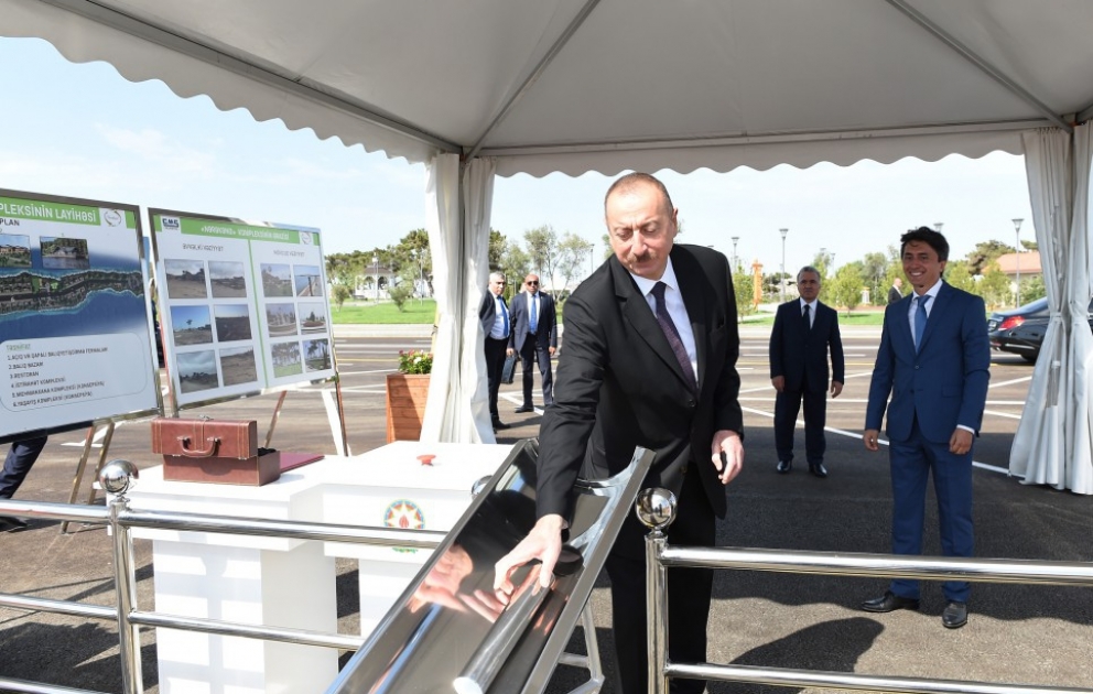 President Ilham Aliyev laid foundation of fish hatcheries in Pirallahi district VIDEO