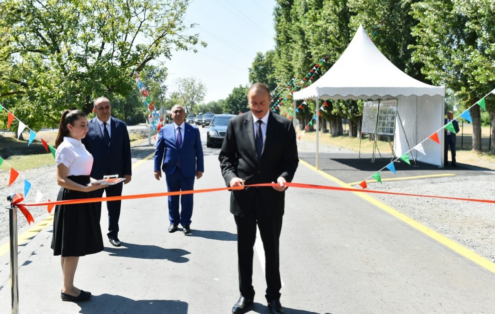 Prezident İlham Əliyev Qaxda Alatəmir-Marsan-Tasmalı-Zəyəm-Lələli avtomobil yolunun açılışında iştirak edib VİDEO
