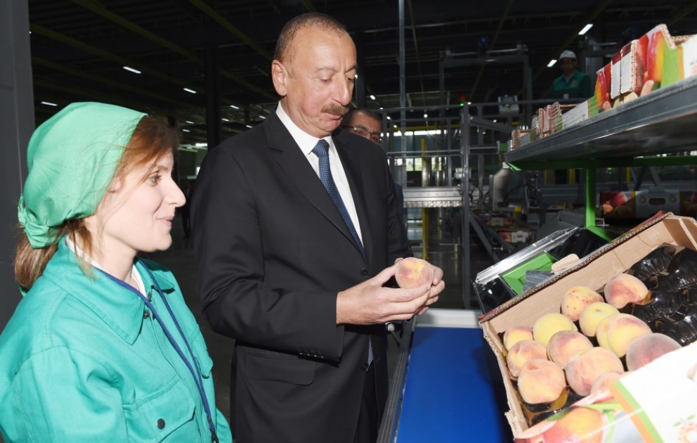 Staatspräsident weiht Logistikzentrum von "Schamkir Agropark" VIDEO