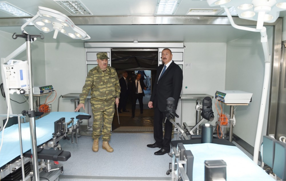 Chamkir: Le commandant suprême Ilham Aliyev visite le Mobile Army Surgical Hospital VIDEO