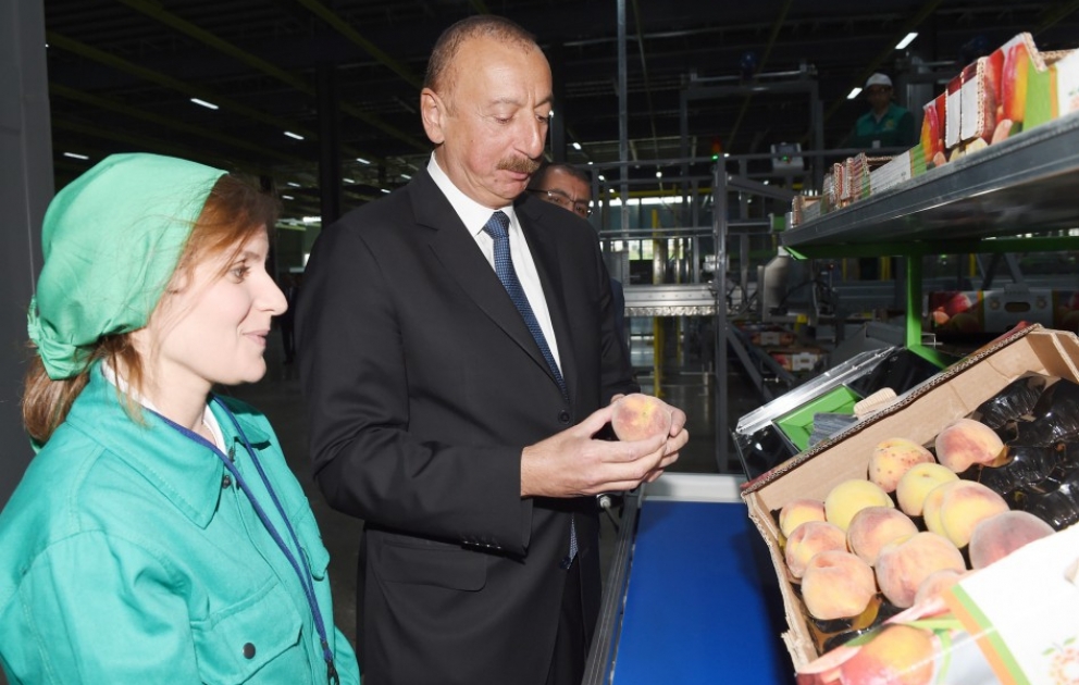 Le président Ilham Aliyev a pris part à l’inauguration du Centre logistique du parc agricole de Chamkir VIDEO