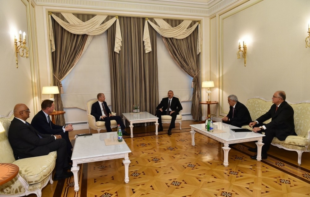 Staatpräsident Ilham Aliyev empfängt eine Delegation um Exekutiv-Vizepräsidenten von Statoil VIDEO