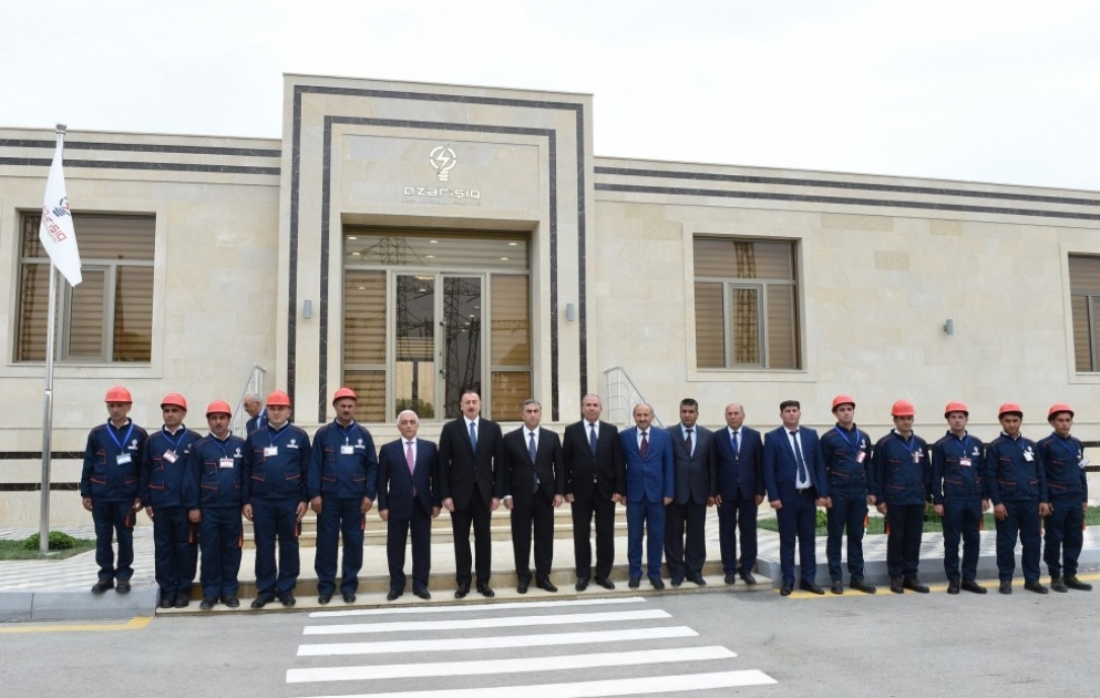 Staatspräsident Ilham Aliyev weiht Umspannwerk "Garagaschli" im Rayon Salyan ein VIDEO