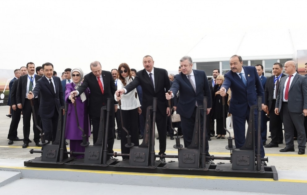 Opening ceremony of Baku-Tbilisi-Kars railway was held  President Ilham Aliyev and first lady Mehriban Aliyeva attended the ceremony VIDEO