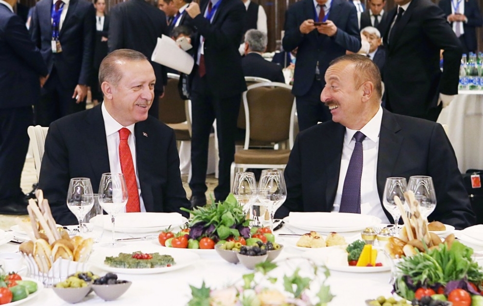 Reception was hosted for participants of opening ceremony of Baku-Tbilisi-Kars railway President Ilham Aliyev and first lady Mehriban Aliyeva attended the reception VIDEO