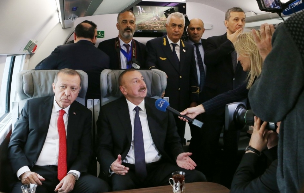 Euronews highlighted launch of Baku-Tbilisi-Kars railway  The channel`s reporter interviewed presidents of Azerbaijan and Turkey, Georgian Prime Minister VIDEO