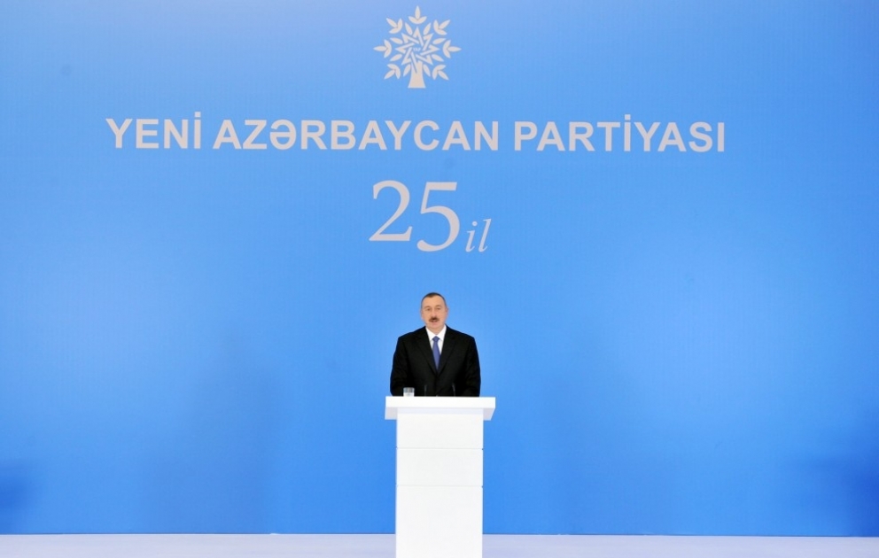 President Ilham Aliyev attended solemn ceremony on 25th anniversary of the founding of New Azerbaijan Party VIDEO
