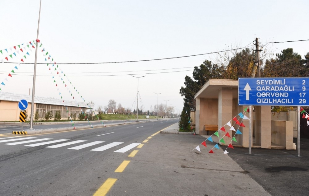 Staatspräsident Ilham Aliyev weiht Autostraße Terter-Seydimli-Garadaghly-Sarov ein VIDEO