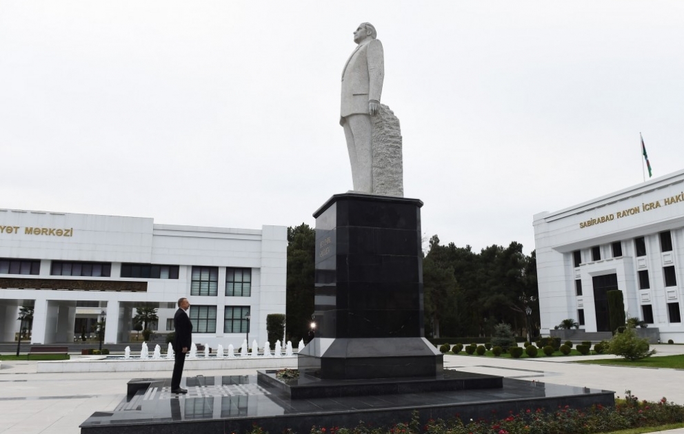 President Ilham Aliyev arrived in Sabirabad district for visit VIDEO
