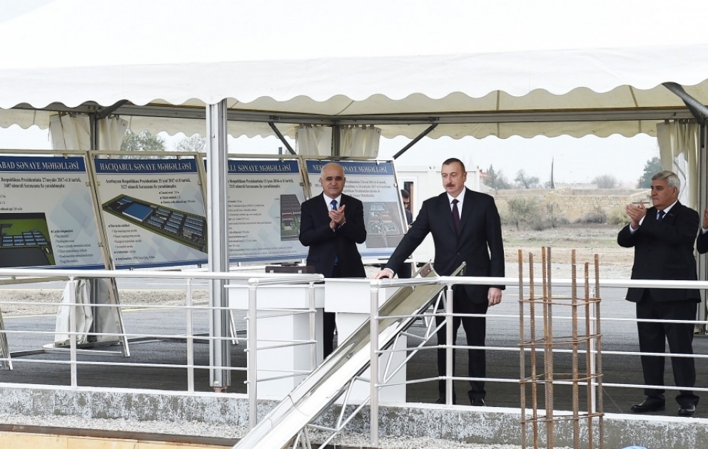 La pose de la première pierre du Quartier industriel à Sabirabad VIDEO