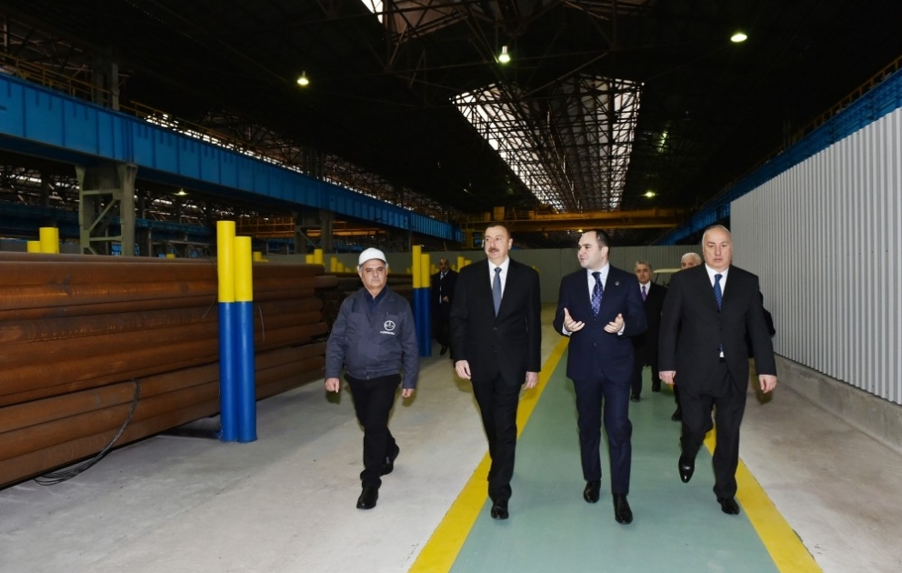 Prezident İlham Əliyev “Baku Steel Company” MMC-nin Sumqayıt boruyayma zavodunun yenidənqurmadan sonra açılışında iştirak edib VİDEO