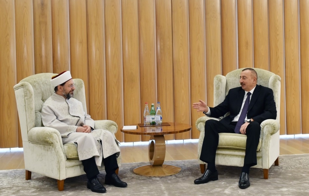 President Ilham Aliyev met with president of Turkey's religious affairs VIDEO