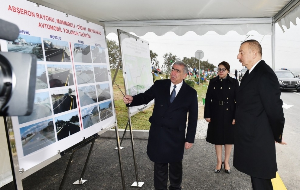 Staatspräsident Ilham Aliyev weiht Autostraße Mehdiabad-Digah-Mammadli ein VIDEO