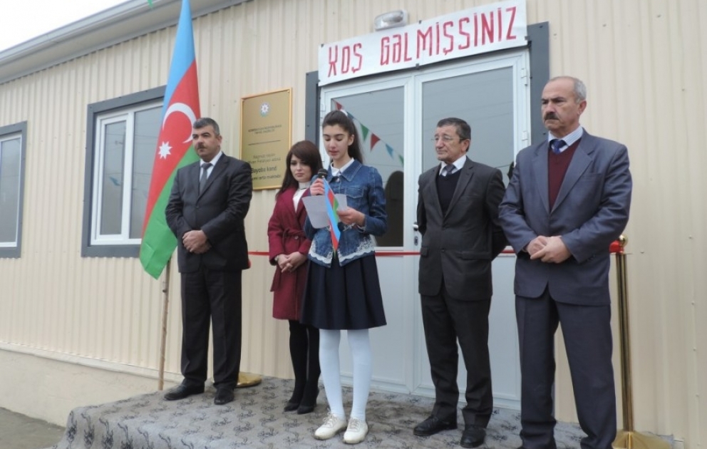 Xaçmazın Bayoba kəndində 100 şagird yerlik yeni modul tipli məktəb binası istifadəyə verilib VİDEO