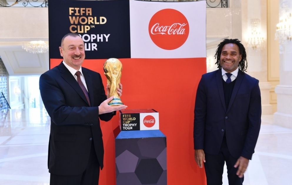 President Ilham Aliyev presented original FIFA World Cup Trophy VIDEO
