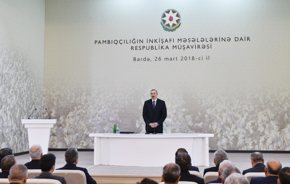 Bərdədə Prezident İlham Əliyevin sədrliyi ilə pambıqçılığın inkişafına dair respublika müşavirəsi keçirilib YENİLƏNİB 2 VİDEO
