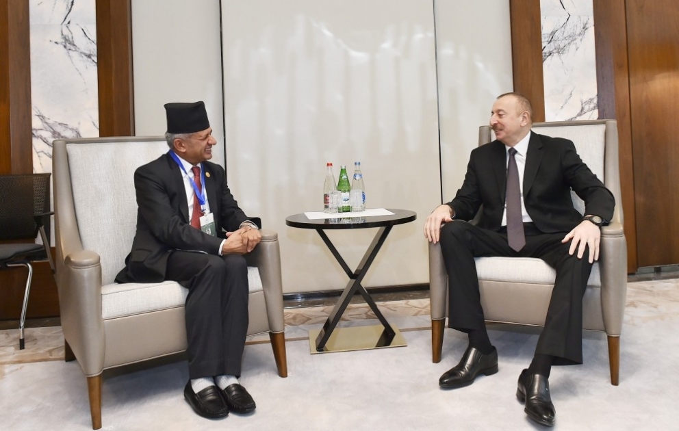 President Ilham Aliyev received delegation led by Nepalese foreign minister VIDEO