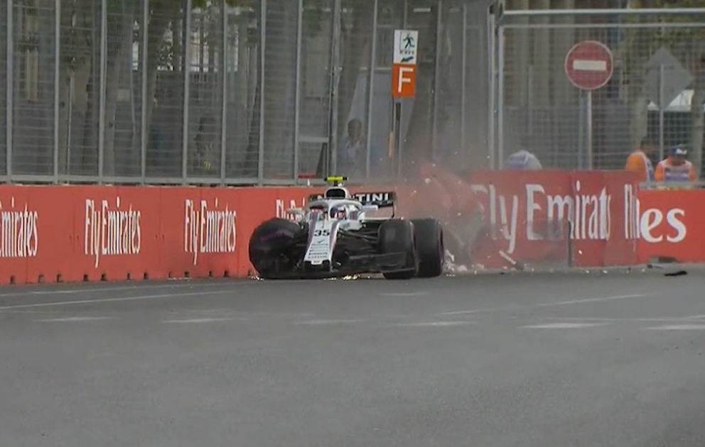 Formula 1: “Williams” komandasının pilotu Sergey Sirotkin üçüncü sərbəst yürüşdə qəza törədib  VİDEO