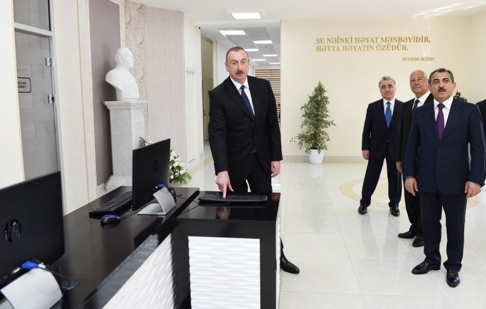 Президент Ильхам Алиев принял участие в церемонии подачи питьевой воды в город ХачмазВИДЕО