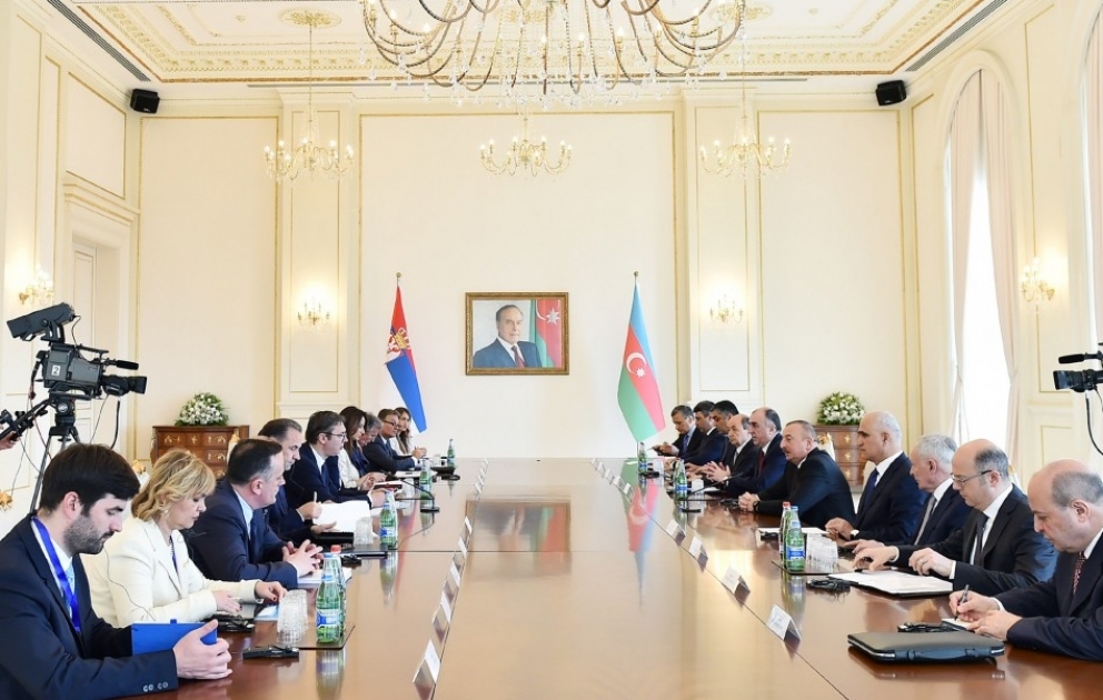 Azerbaijani, Serbian presidents held expanded meeting VIDEO