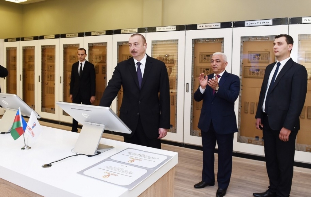 Президент Ильхам Алиев принял участие в открытии подстанции «Делимамедли» в Геранбое ВИДЕО