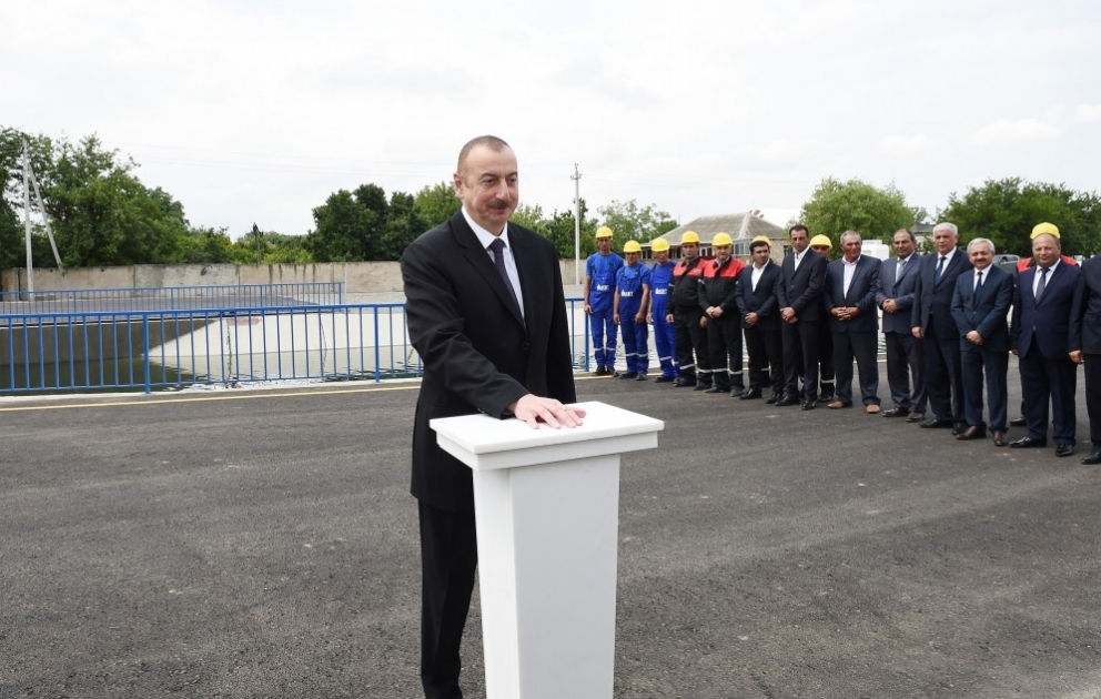 President Ilham Aliyev attended opening of Shamkir-Samukh-Goranboy main irrigation canal`s crossing installation with Silk Road and its 4.95km section VIDEO