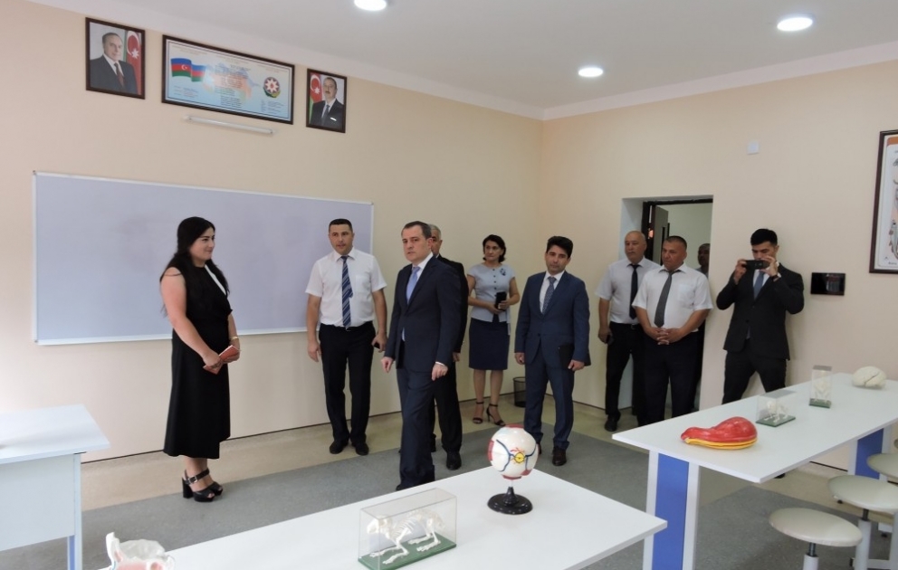 Təhsil naziri Balakənin ucqar kəndində yeni inşa edilmiş məktəb binasında yaradılan şəraitlə tanış olub VİDEO