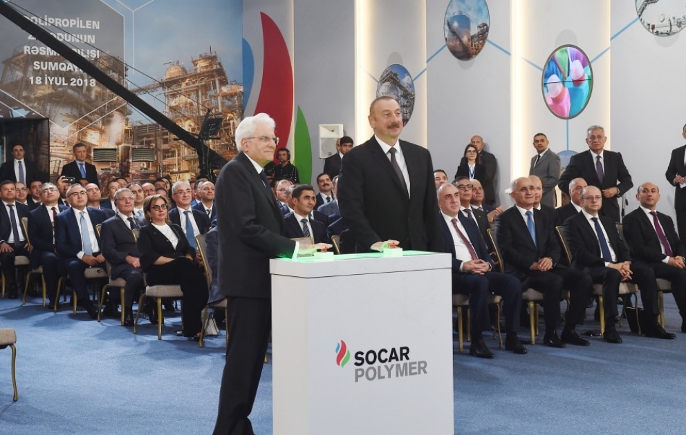Azerbaijani President Ilham Aliyev, Italian President Sergio Mattarella attended inauguration of polypropylene plant constructed in Sumgayit Chemical Industrial Park under SOCAR Polymer project VIDEO