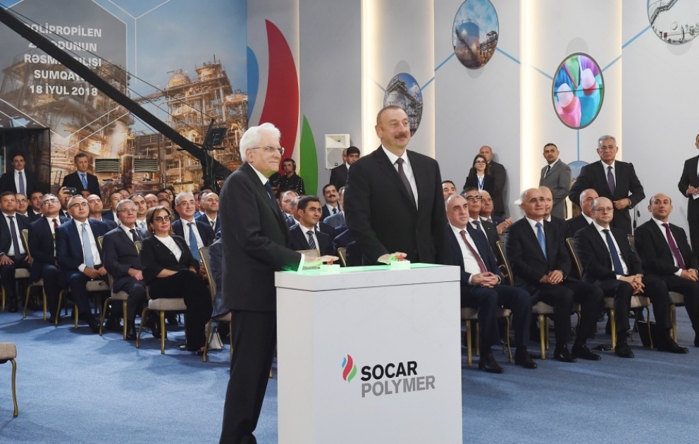 Präsident Ilham Aliyev und Präsident Sergio Mattarella weihen GmbH “SOCAR Polymer“ in Sumgait ein VIDEO