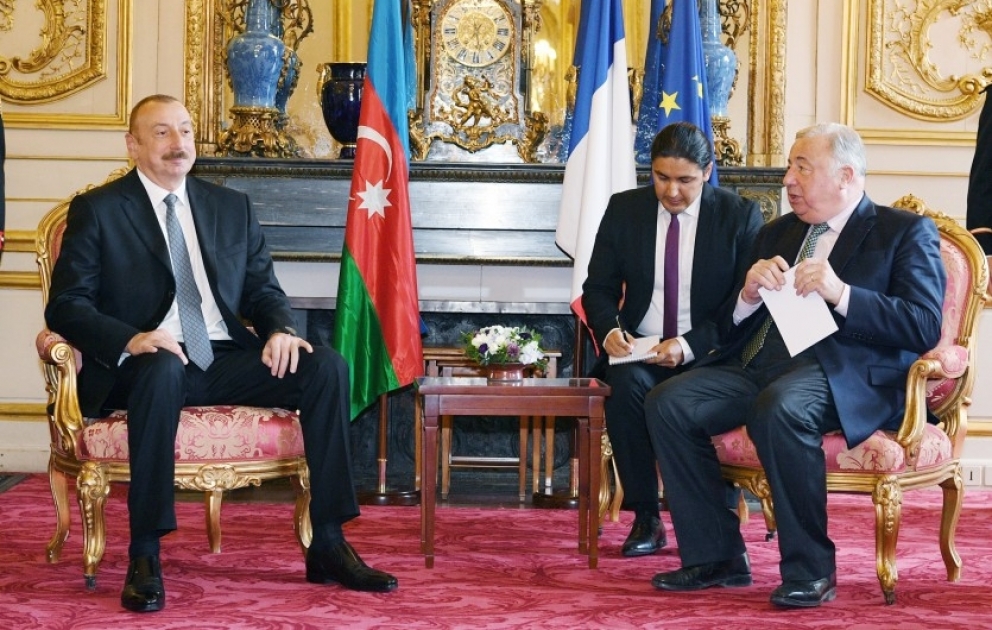 President Ilham Aliyev met with President of French Senate VIDEO