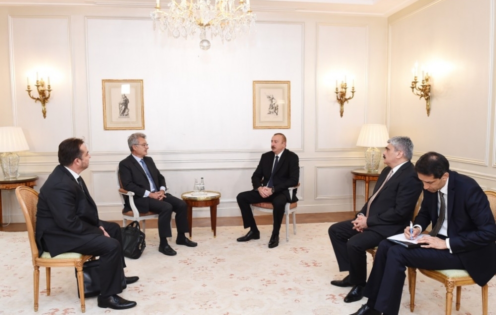 Staatspräsident Ilham Aliyev trifft in Paris SADE-Generaldirektor VIDEO
