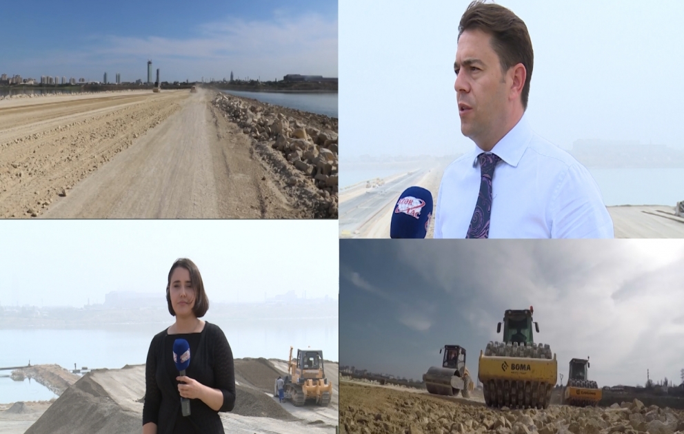 Böyükşor gölü üzərindən salınan yol nəqliyyatın rahat hərəkətini təmin edəcək VİDEO