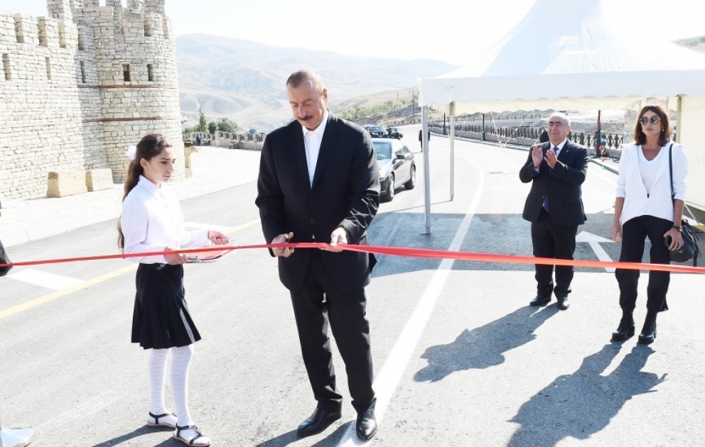 Prezident İlham Əliyev yeni salınan Dəmirçi-Lahıc avtomobil yolunun açılışında iştirak edib VİDEO