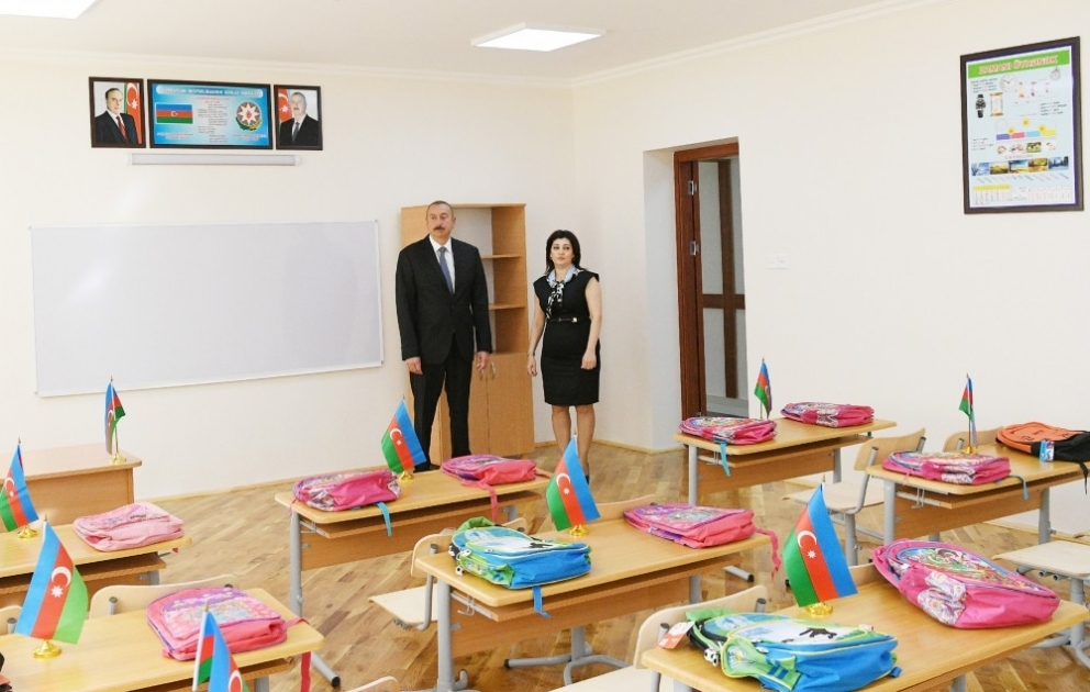 President Ilham Aliyev viewed conditions created at secondary school No 295 in Nardaran after major overhaul VIDEO