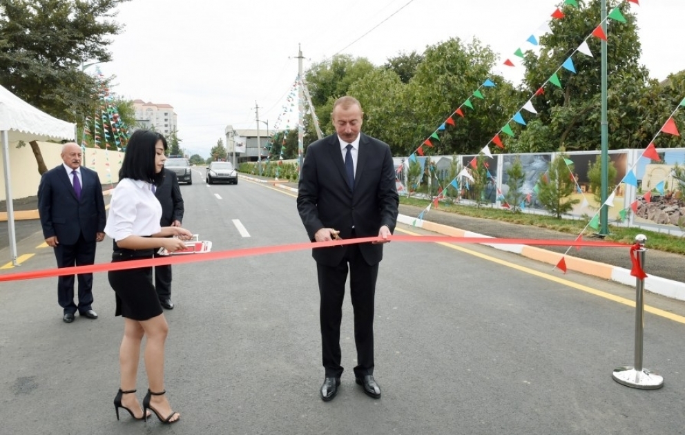 President Ilham Aliyev inaugurated newly-reconstructed Shatiroba-Hishkadara-Miyanku-Kubin-Birinji Samidkhanli-Khallijali-Eminli-Mammadkhanli highway in Masalli VIDEO