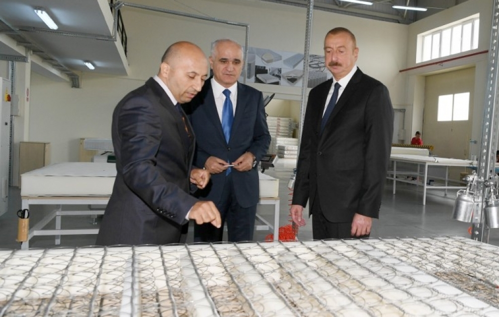 Staatspräsident Ilham Aliyev weiht Masalli-Industriesiedlung ein VIDEO