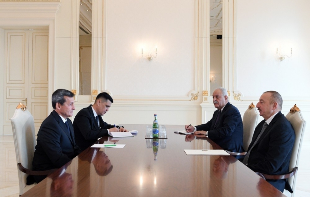 Staatspräsident Ilham Aliyev empfängt stellvertretenden Vorsitzenden von Ministerkabinett Turkmenistans VIDEO