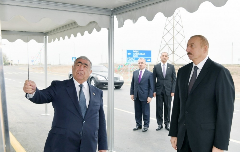 Präsident Ilham Aliyev weiht Automobilstraße Garagaji-Bahramtepe in Imischli ein VIDEO