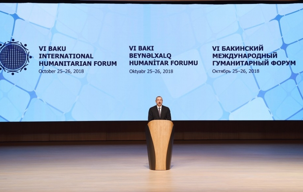Le 6e Forum humanitaire international de Bakou a entamé son travail  Le président azerbaïdjanais Ilham Aliyev a participé à la cérémonie d’ouverture du Forum  Mis à jour VIDEO