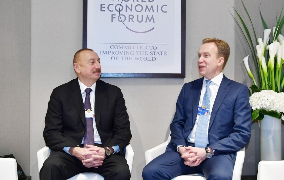 Präsident Ilham Aliyev zu Arbeitsbesuch in der Schweiz  Trffen mit WEF-Präsident VIDEO