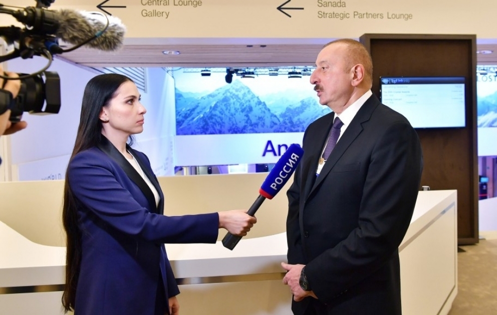 Azərbaycan Prezidenti İlham Əliyevin Davosda “Rossiya 1” televiziya kanalına müsahibəsi VİDEO