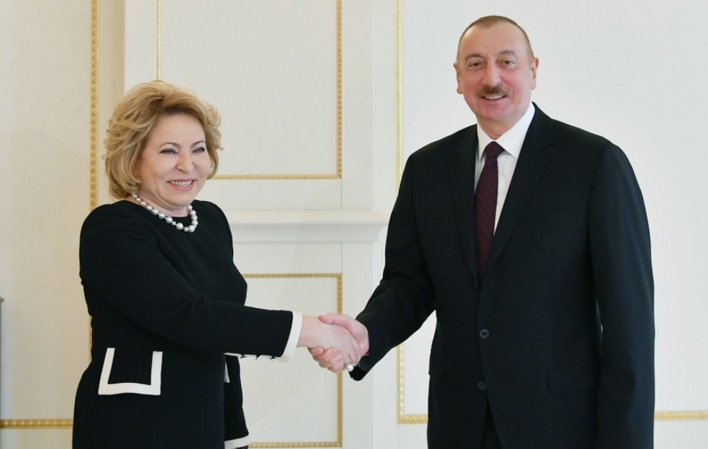 Президент Ильхам Алиев принял делегацию во главе с председателем Совета Федерации Федерального Собрания России  ОБНОВЛЕНО ВИДЕО