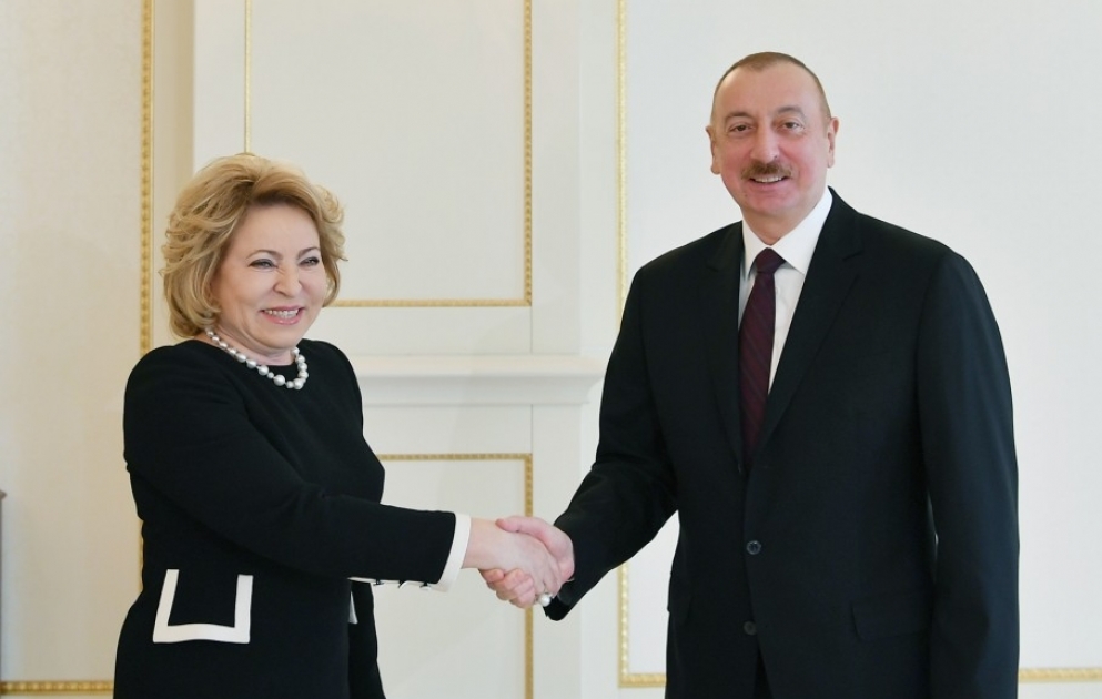 President Ilham Aliyev received delegation led by Chairperson of Federation Council of Russian Federal Assembly VIDEO