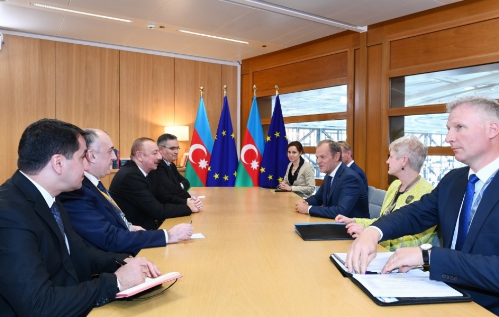 President Ilham Aliyev met with President of European Council Donald Tusk VIDEO