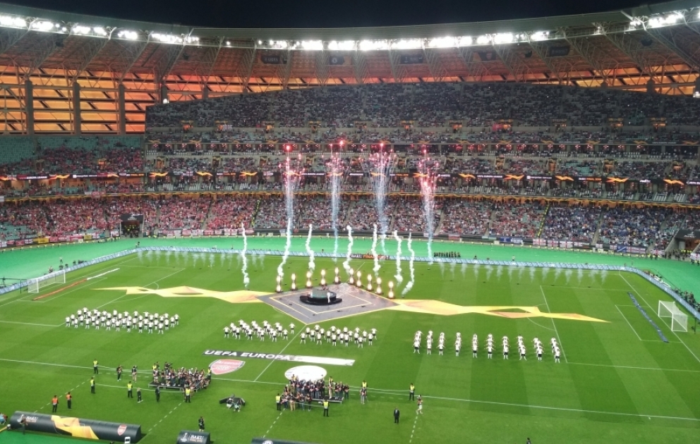 Bakı Olimpiya Stadionunda UEFA Avropa Liqasının finalı matçının açılış mərasimi keçirilib VİDEO
